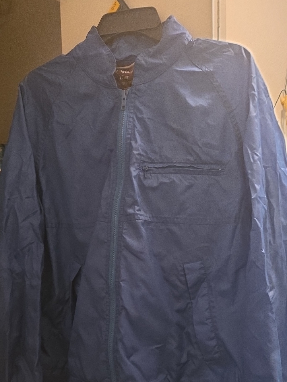 Dior Men’s Navy Blue Zip-Up Windbreaker Jacket